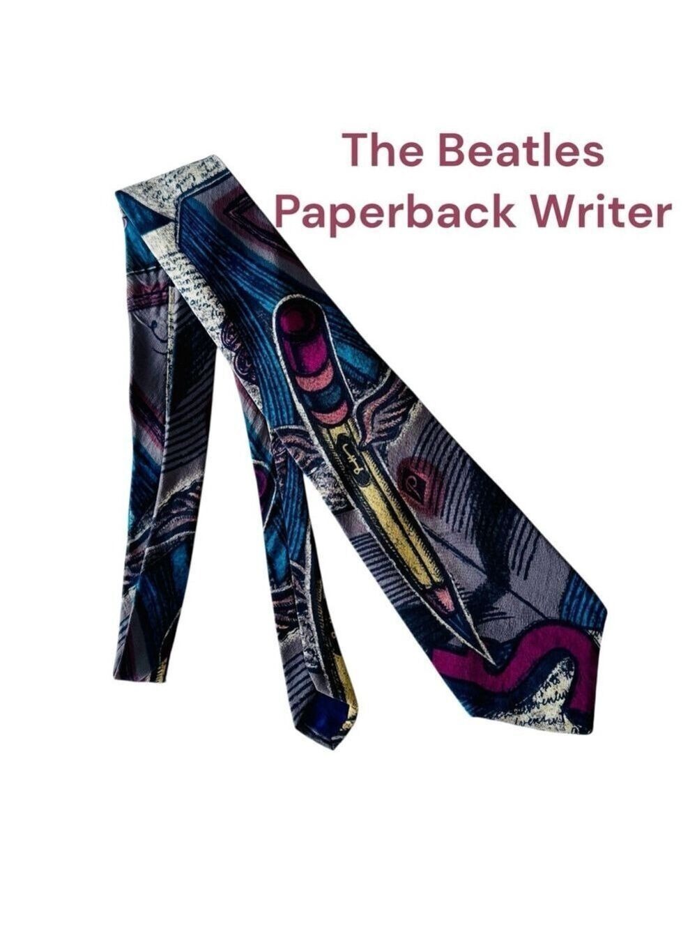 Manhattan Menswear Group Beatles Paperback Writer Silk Tie